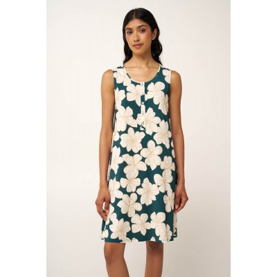 Micromodal Φλοράλ Νυχτικό με Πατιλέτα GREEN TEAL (24002-GREEN TEAL)