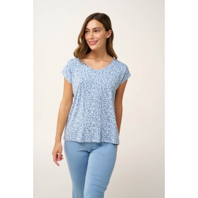 Γυναικεία Αμανίκη Πυτζάμα Micomodal BLUE RAIN (24092-BLUE RAIN)