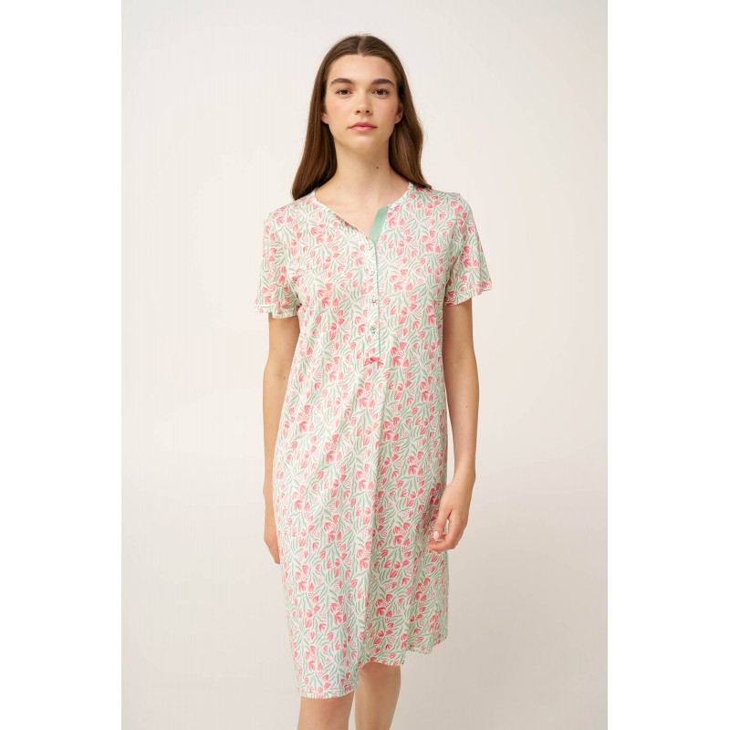 Φλοράλ Νυχτικό Cotton-Modal με Πατιλέτα MINT GRAY (24077-MINT GRAY) Φλοράλ Νυχτικό Cotton-Modal με Πατιλέτα MINT GRAY (24077-MINT GRAY)