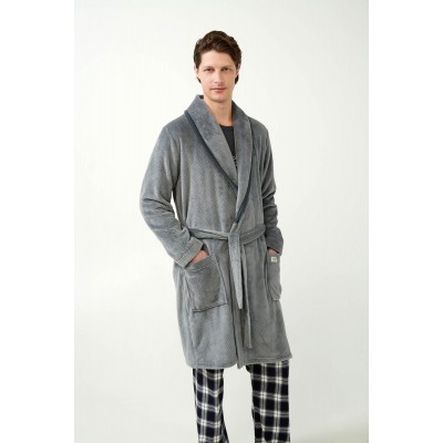 Μακριά Σταυρωτή Fleece Ρόμπα GRAY (21707-GRAY)