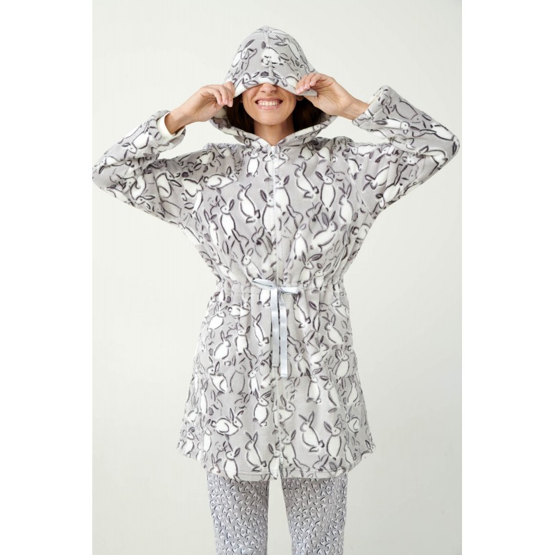 Fleece Ρόμπα με Φερμουάρ LIGHT GRAY (21460-LIGHT GRAY)