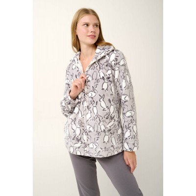 Κοντή Fleece Ρόμπα με Φερμουάρ LIGHT GRAY (21457-LIGHT GRAY)