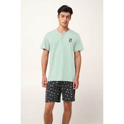 Ανδρική Βαμβακερή Πυτζάμα με Πατιλέτα GREEN SURF (24693-GREEN SURF)