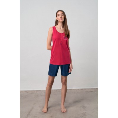 Αμάνικη  Πυτζάμα με Κουμπιά RED BERRY (70005-RED BERRY)