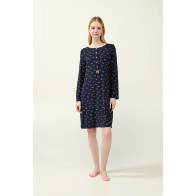 Νυχτικό Micromodal με Φιόγκους και Πατιλέτα BLUE BLAZER (23051-BLUE BLAZER)