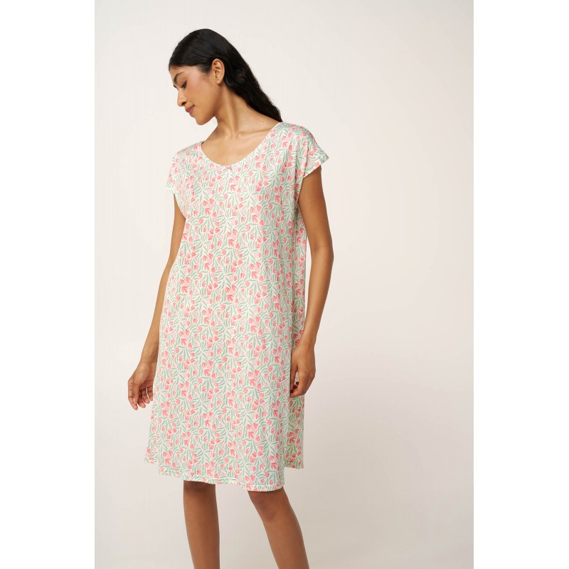 Γυναικείο Φλοράλ Νυχτικό Cotton-Modal MINT GRAY (24073-MINT GRAY) Γυναικείο Φλοράλ Νυχτικό Cotton-Modal MINT GRAY (24073-MINT GRAY)