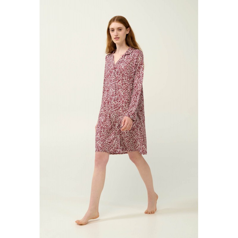 Κουμπωτό Νυχτικό Micromodal με Μοτίβο Ζέβρας RED WINDSOR (23044-RED WINDSOR)