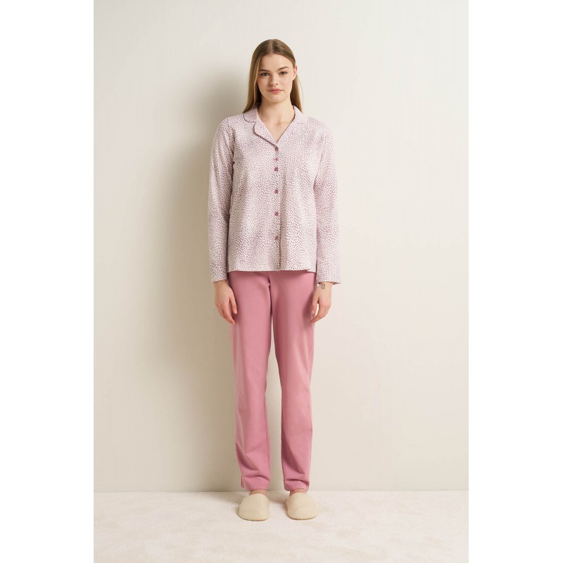 Γυναικεία Κουμπωτή Βαμβακερή Πυτζάμα PINK CYCLAMEN (25242-PINK CYCLAMEN)