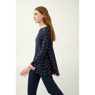 Γυναικεία Πυτζάμα Micromodal με Σιφόν BLUE BLAZER (23053-BLUE BLAZER)