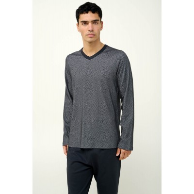 Ανδρική Βαμβακερή Πυτζάμα με V Λαιμόκοψη DARK GRAY (23631-DARK GRAY)