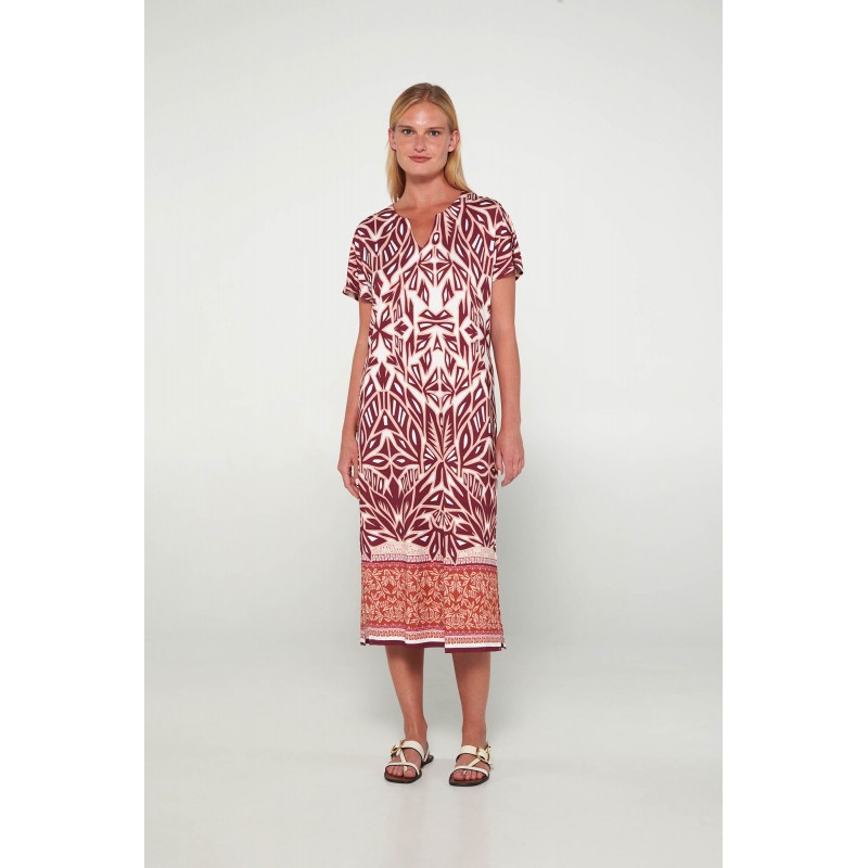 Εμπριμέ Μακρύ Φόρεμα RED RHODON (20487-RED RHODON)