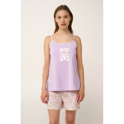 Βαμβακερό Babydoll με Τιράντες LILLA PASTEL (24305-LILLA PASTEL)