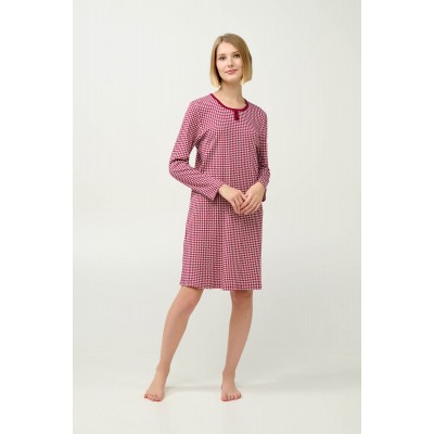 Βαμβακερό Νυχτικό Pied de Poule RED BEET (23223-RED BEET)