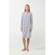 Εμπριμέ Interlock Νυχτικό με Πιέτα LIGHT GRAY (21456-LIGHT GRAY)