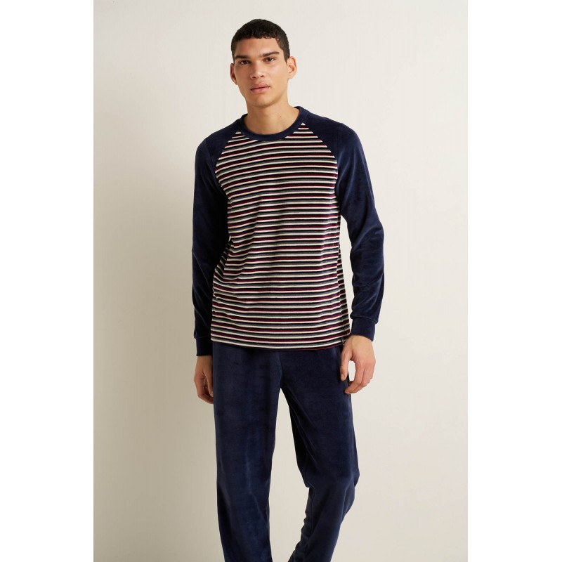 Ανδρική Velvet Πυτζάμα με Ρίγες BLUE BLAZER (25691-BLUE BLAZER) Ανδρική Velvet Πυτζάμα με Ρίγες BLUE BLAZER (25691-BLUE BLAZER)