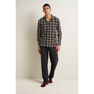 Ανδρική Βαμβακερή Κουμπωτή Πυτζάμα DARK GRAY (25681-DARK GRAY)