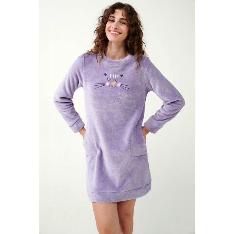 Νυχτικό Fleece με Τσέπες LAVENDER SWEET (21305-LAVENDER SWEET)