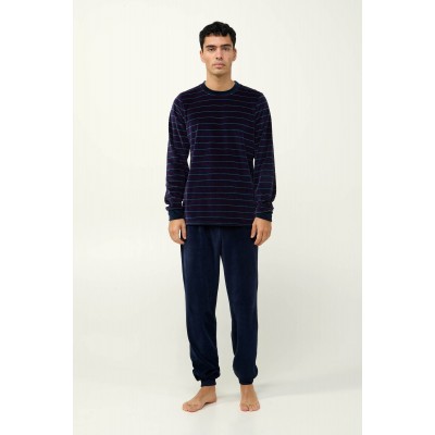 Ανδρική Velvet Πυτζάμα με Μανσέτες BLUE BLAZER (23701-BLUE BLAZER)