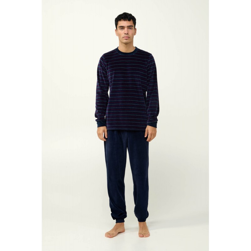 Ανδρική Velvet Πυτζάμα με Μανσέτες BLUE BLAZER (23701-BLUE BLAZER) Ανδρική Velvet Πυτζάμα με Μανσέτες BLUE BLAZER (23701-BLUE BLAZER)