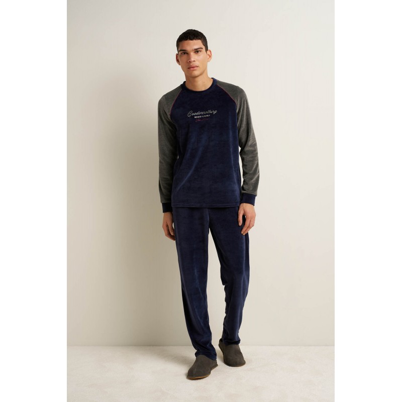 Ανδρική Velvet Πυτζάμα με Μανσέτες BLUE BLAZER (25693-BLUE BLAZER) Ανδρική Velvet Πυτζάμα με Μανσέτες BLUE BLAZER (25693-BLUE BLAZER)