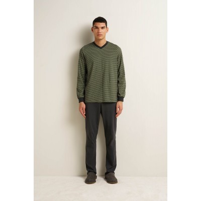 Ανδρική Βαμβκερή Πυτζάμα με Μανσέτες DARK GRAY (25621-DARK GRAY)