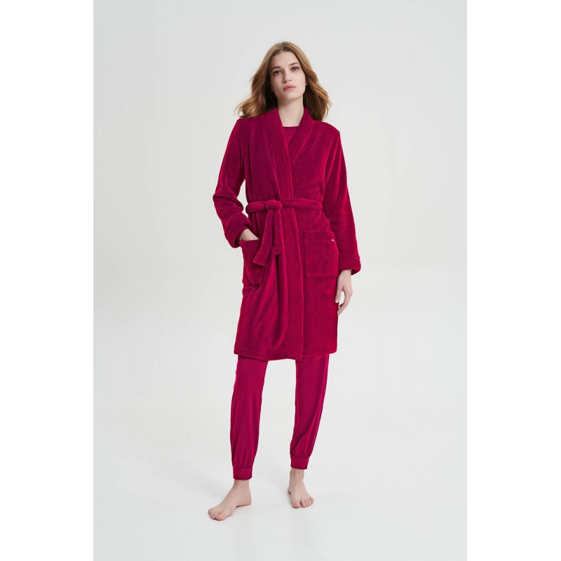 Μονόχρωμη Σταυρωτή Ρόμπα FUCHSIA BERRY (19217-FUCHSIA BERRY)