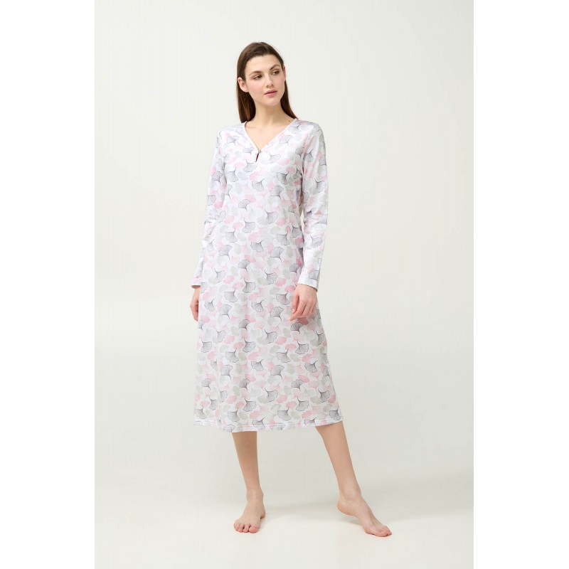 Χειμερινό Βαμβακερό Φούτερ Νυχτικό GRAY SILVER (23294-GRAY SILVER)