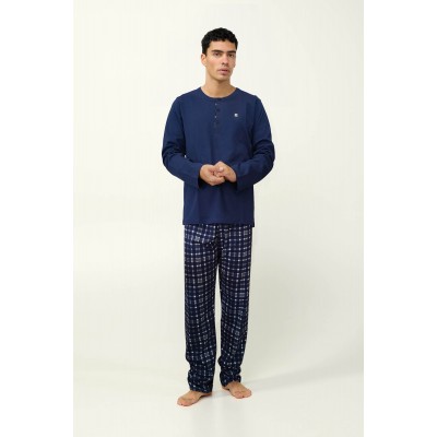 Ανδρική Βαμβακερή Πυτζάμα με Πατιλέτα BLUE PRINT (23931-BLUE PRINT)