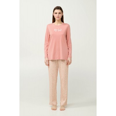 Γυναικεία Βαμβακερή Πυτζάμα PINK TAN (23334-PINK TAN)
