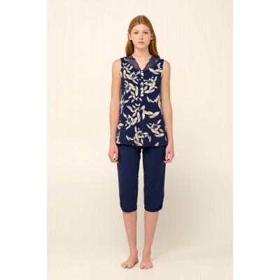 Γυναικεία Πυτζάμα Micromodal με Πατιλέτα BLUE CAVERN (22047-BLUE CAVERN)