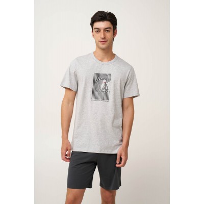 Ανδρική Καλοκαιρινή Πυτζάμα με Καραβάκι LIGHT GRAY MELANGE (24673-LIGHT GRAY MELANGE)