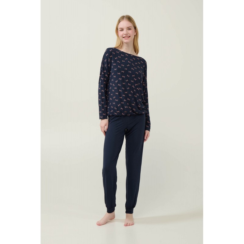 Γυναικεία Πυτζάμα Micromodal με Μανσέτες BLUE BLAZER (23055-BLUE BLAZER)