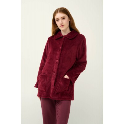 Γυναικεία Κουμπωτή Fleece Ρόμπα RED PORTO (23358-RED PORTO)