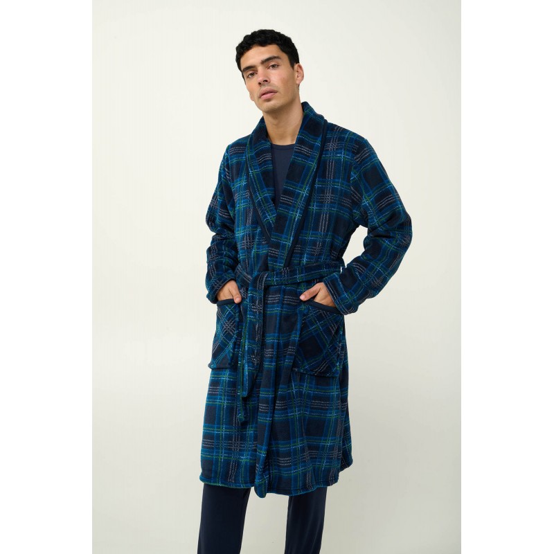 Μακριά Ανδρική Καρό Ρόμπα BLUE (23791-BLUE) Μακριά Ανδρική Καρό Ρόμπα BLUE (23791-BLUE)