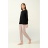 Φλοράλ Γυναικεία Πυτζάμα Micromodal με Μανσέτες BLACK (23073-BLACK)