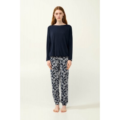 Γυναικεία Πυτζάμα Micromodal με Μανσέτες BLUE BLAZER (23062-BLUE BLAZER)