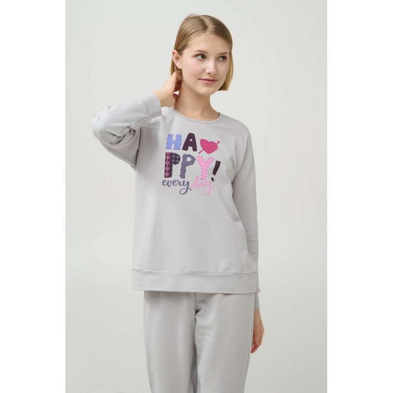 Χειμερινή Γυναικεία Πυτζάμα με Μανσέτες GRAY SILVER (21969-GRAY SILVER)