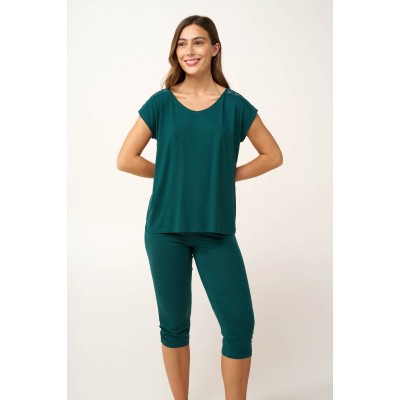 Γυναικεία Micromodal Πυτζάμα με Δαντέλα GREEN TEAL (24009-GREEN TEAL)