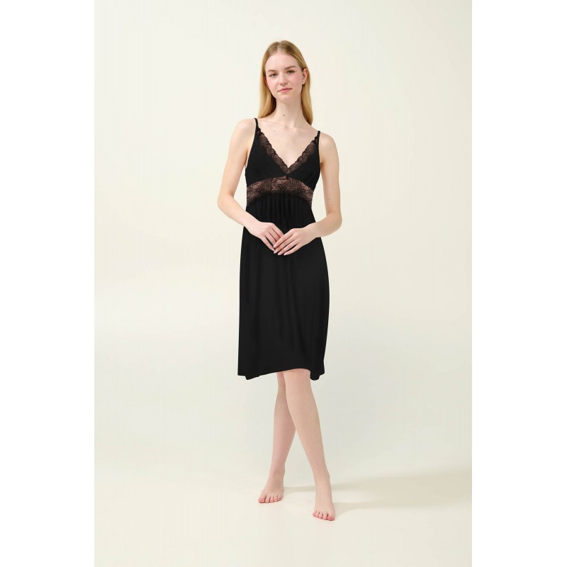 Νυχτικό Micromodal με Δαντέλα BLACK (23126-BLACK) Νυχτικό Micromodal με Δαντέλα BLACK (23126-BLACK)