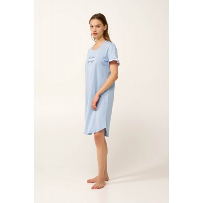 Βαμβακερό Νυχτικο με Κοντό Μανίκι BLUE KENTUCKY (24244-BLUE KENTUCKY)