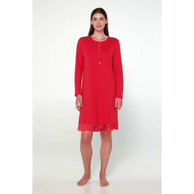 Βαμβακερό Χειμερινό Νυχτικό με Πατιλέτα RED BERRY (21935-RED BERRY)