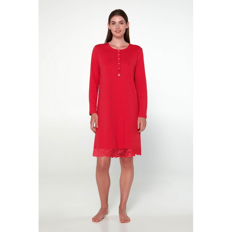 Βαμβακερό Χειμερινό Νυχτικό με Πατιλέτα RED BERRY (21935-RED BERRY)