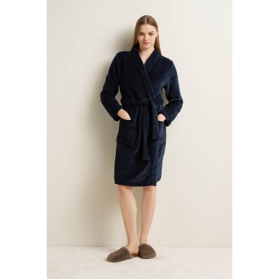Γυναικεια Σταυρωτή Fleece Ρόμπα BLUE (25280-BLUE)