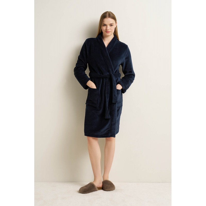 Γυναικεια Σταυρωτή Fleece Ρόμπα BLUE (25280-BLUE)