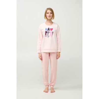 Χειμερινή Γυναικεία Πυτζάμα με Μανσέτες PINK (21968-PINK)