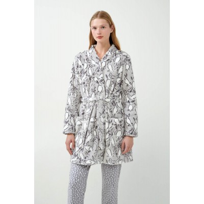 Σταυρωτή Fleece Ρόμπα με Λαγουδάκια LIGHT GRAY (21462-LIGHT GRAY)