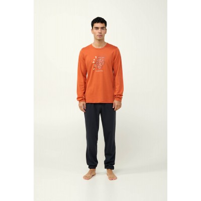 Ανδρική Χειμερινή Πυτζάμα με Μανσέτες ORANGE RUST (23624-ORANGE RUST)