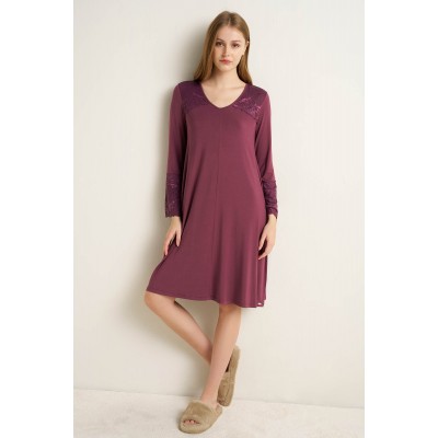 Νυχτικό Micromodal με Δαντέλα MAUVE MISTY (25074-MAUVE MISTY)