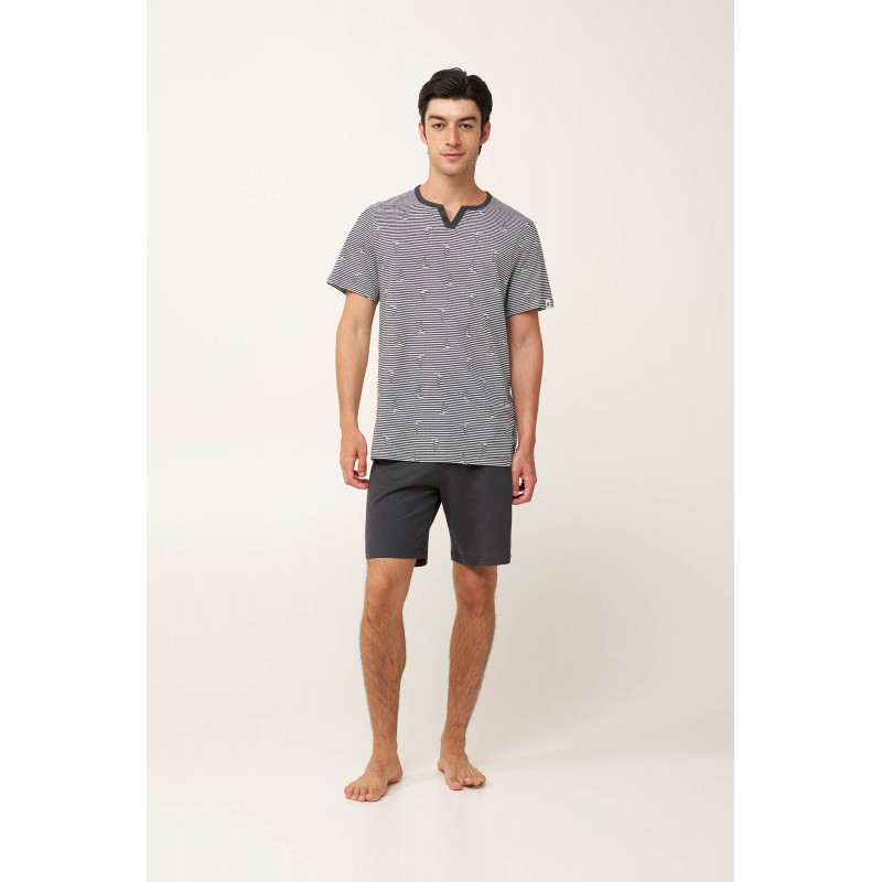 Ανδρική Καλοκαιρινή Πυτζάμα με Ρίγες DARK GRAY (24670-DARK GRAY) Ανδρική Καλοκαιρινή Πυτζάμα με Ρίγες DARK GRAY (24670-DARK GRAY)