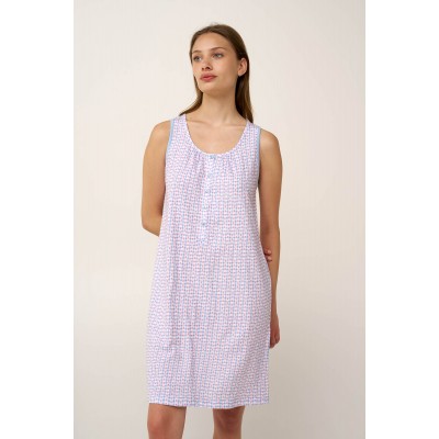 Καρό Βαμβακερό Νυχτικό με Πατιλέτα BLUE KENTUCKY (24242-BLUE KENTUCKY)